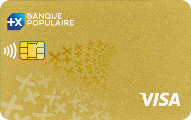 Carte Visa Banque Populaire dorée, motif de croix