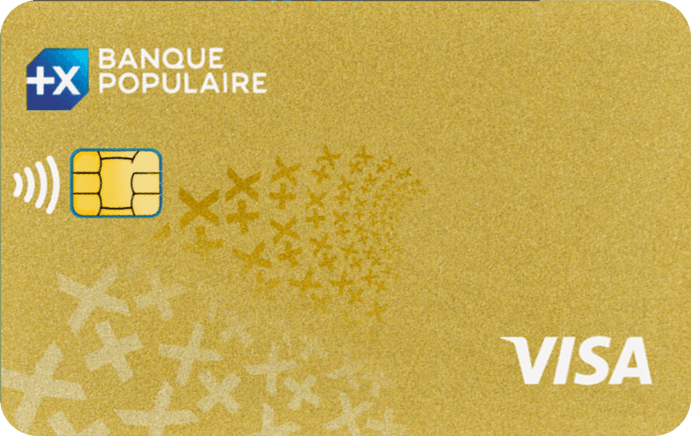 Carte Visa Banque Populaire dorée, motif de croix