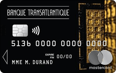 Carte Mastercard Banque Transatlantique noire, motif doré