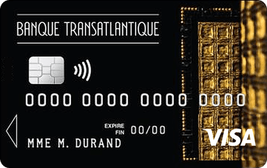 Carte Visa Banque Transatlantique noire, motif doré