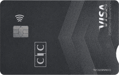 Carte Visa Platinum Business du CIC, noire, motif de lignes argentées