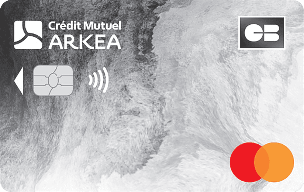 Carte CB @ccess Mastercard du Crédit Mutuel de Bretagne, motif gris, logo Crédit Mutuel Arkéa