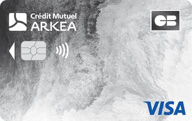 Carte CB Visa Classic du Crédit Mutuel de Bretagne, motif gris, logo Crédit Mutuel Arkéa
