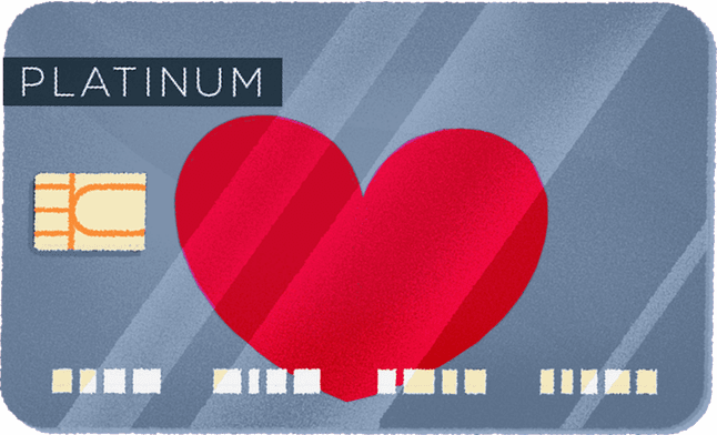 Carte Visa Platinum Agir gris-bleu du Crédit Coopératif, ornée d'un cœur rouge