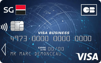 Carte SG CB Visa Business bleu nuit, motif de globe, logos CB et Visa