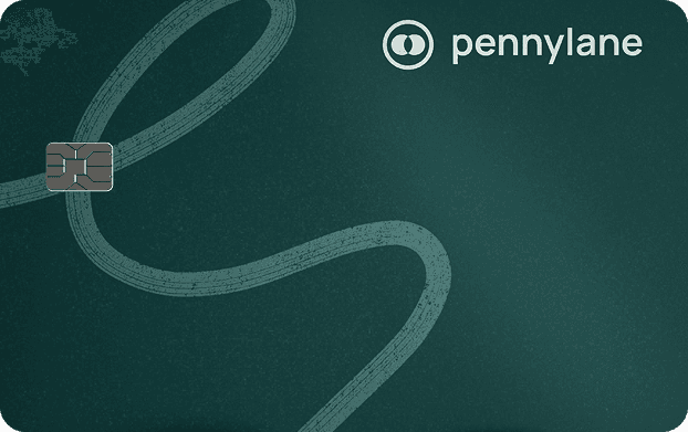Carte Mastercard Pennylane vert foncé, logo Pennylane