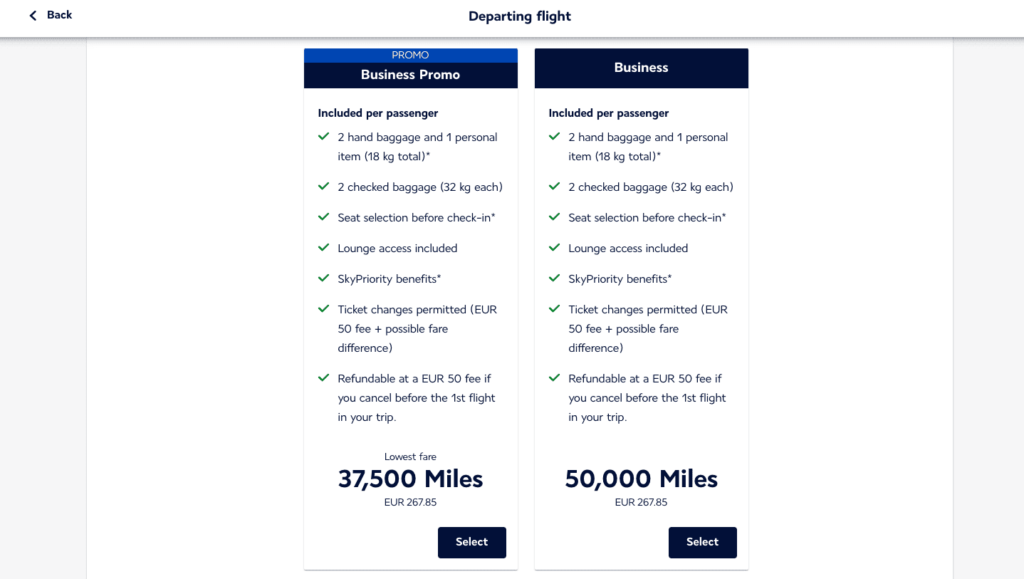 Billets primes en cabine Business avec Air France