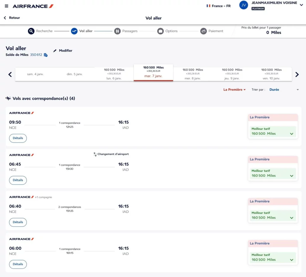 Air France La Premiere disponibilites