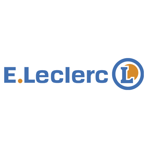 Logo du programme de fidélité E.Leclerc avec texte bleu et cercle orange contenant un L.