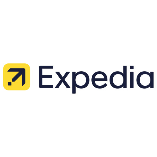 Logo officiel du programme de fidélité Expedia Rewards avec fond blanc et symbole jaune.