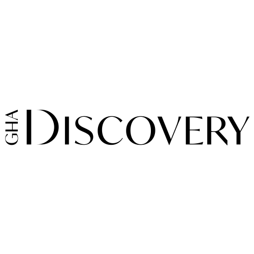 Logo noir sur fond transparent avec le texte GHA DISCOVERY écrit en lettres majuscules.