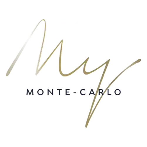 Logo My Monte-Carlo avec texte doré manuscrit « My » au-dessus du texte noir « MONTE-CARLO ».