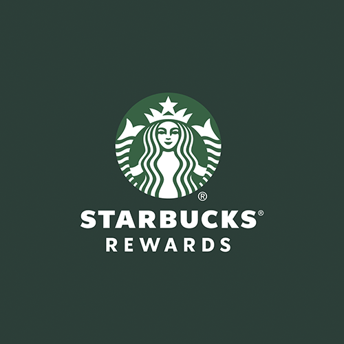 Logo vert et blanc du programme Starbucks Rewards avec la sirène emblématique au centre.