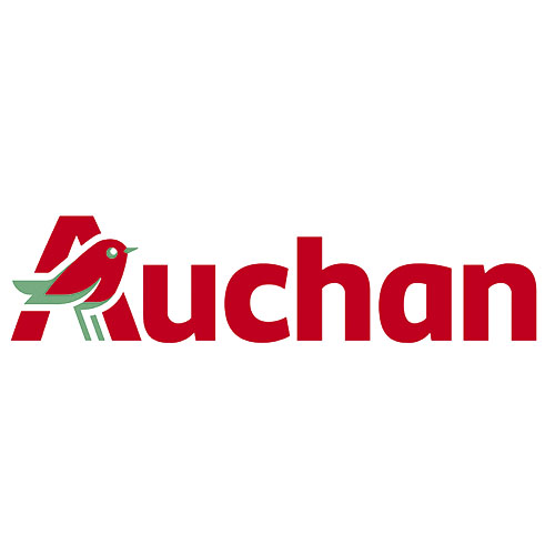 Logo du programme de fidélité Waaoh d'Auchan avec texte rouge et oiseau stylisé vert.
