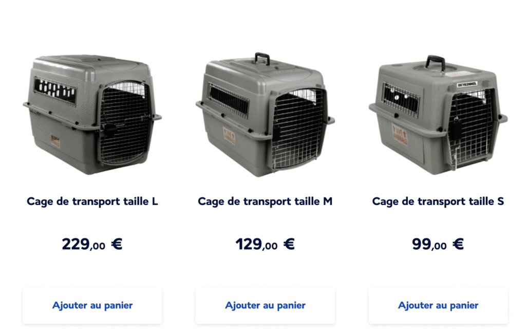 Dimension sac transport chien et chat avec Air France
