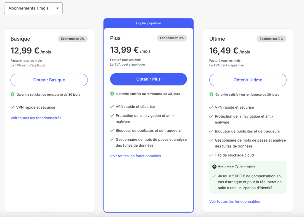 Tarifs NordVPN