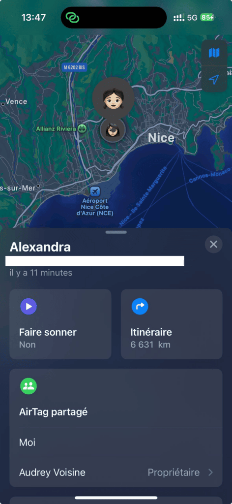 Localisation d'une personne avec un AirTag