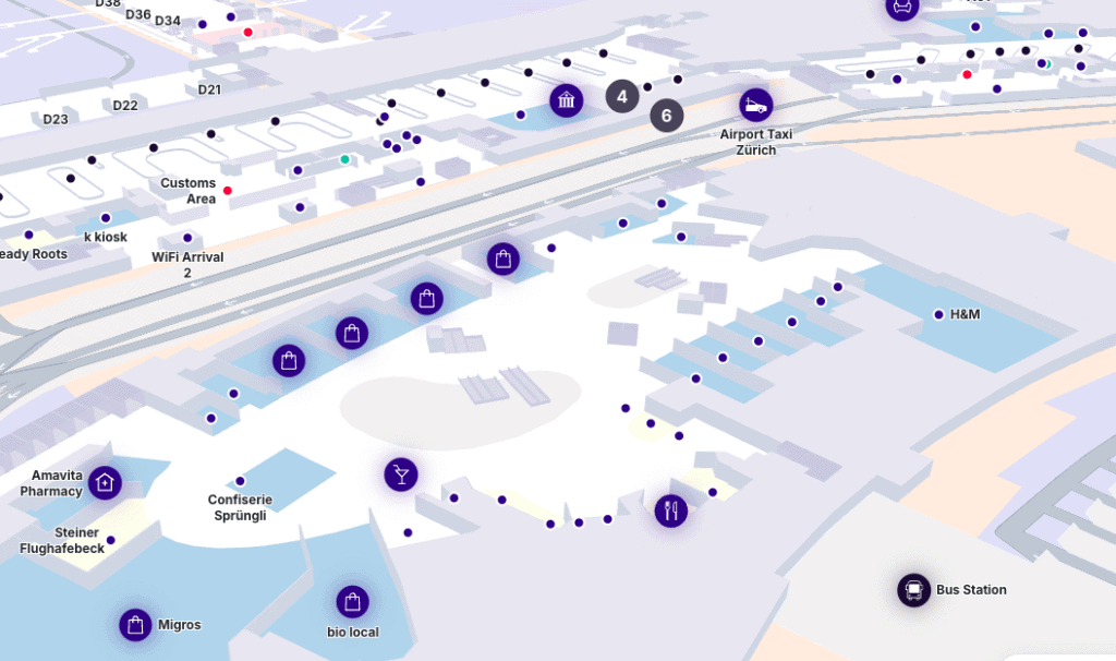 Plan aéroport de Zurich