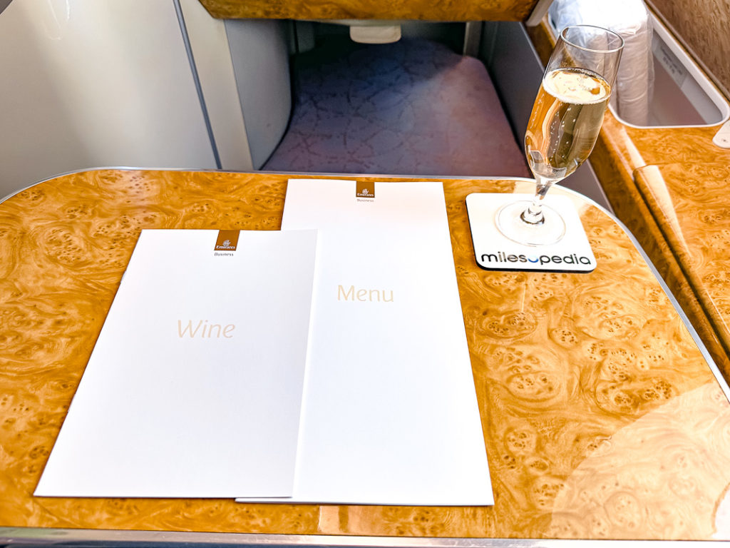 Menu Classe Affaires Emirates A380
