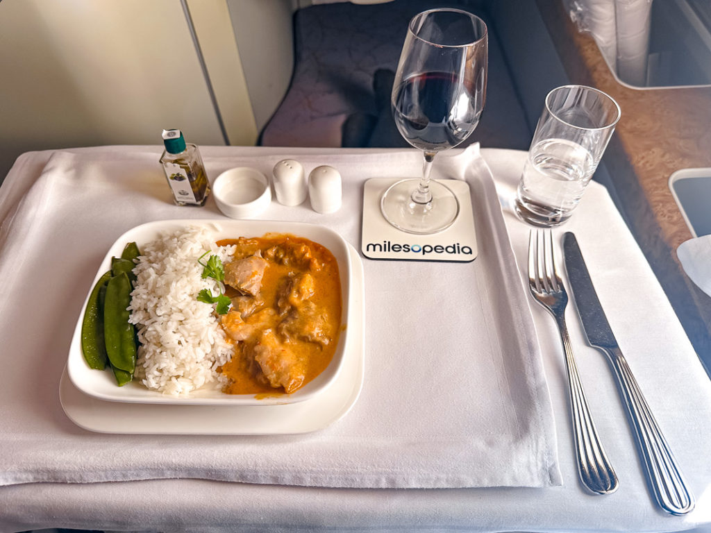 Repas Emirates A380 Classe Affaires