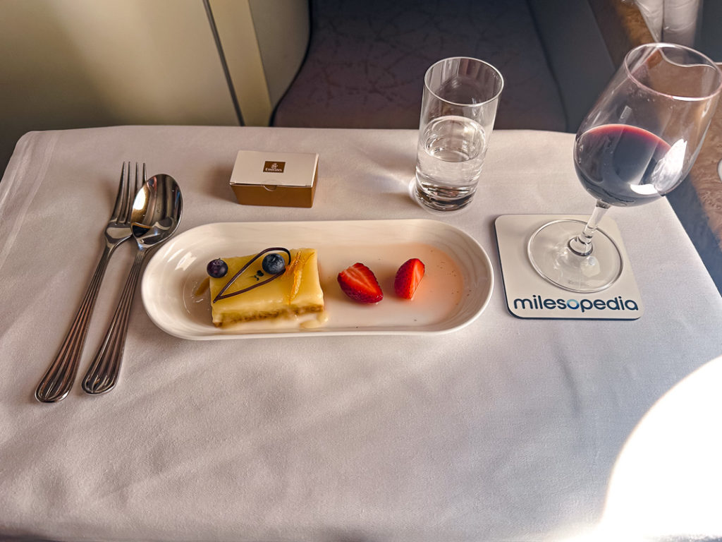 Repas Emirates A380 Classe Affaires