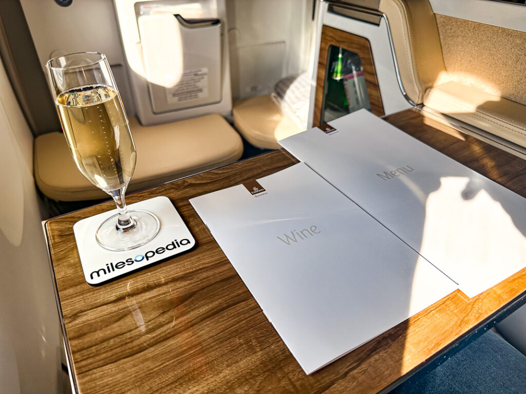 Menu + Champagne Classe Affaires Boeing 777 Emirates