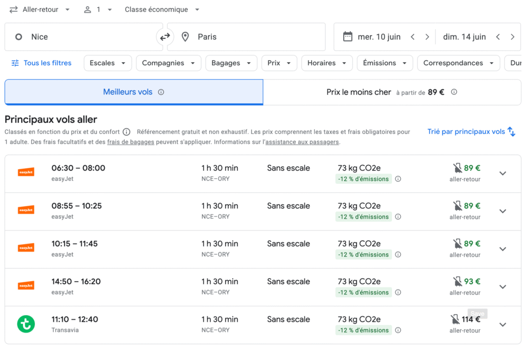 Nice-vers-Paris-Google-Flights