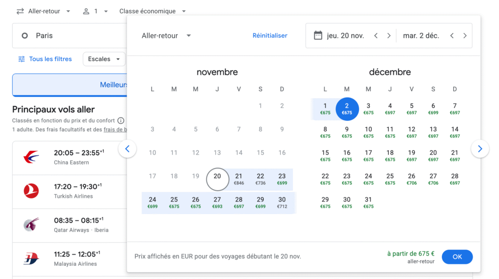 Paris-vers-Bali-Google-Flights