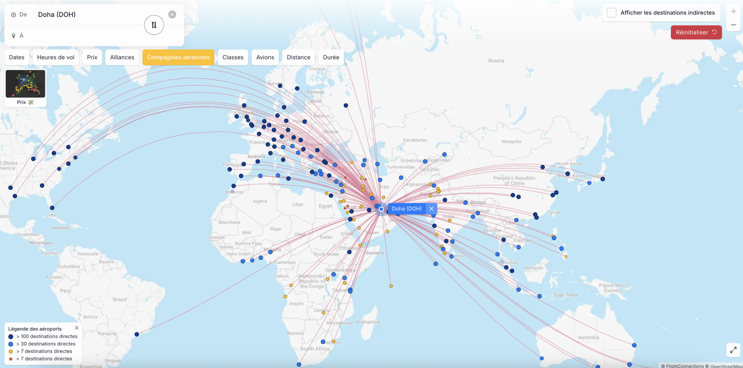 Destinations Qatar Airways