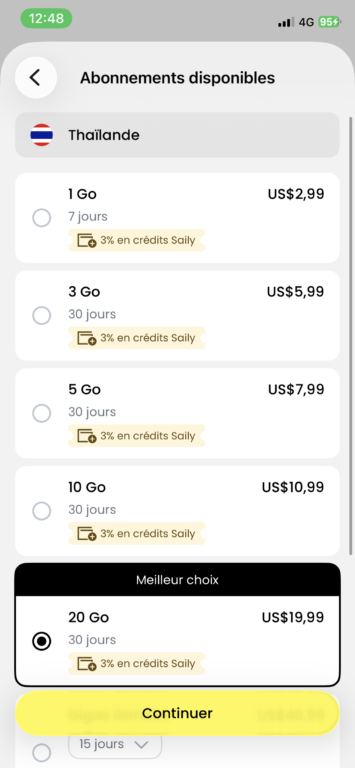 Achat eSIM Saily pour la Thailande