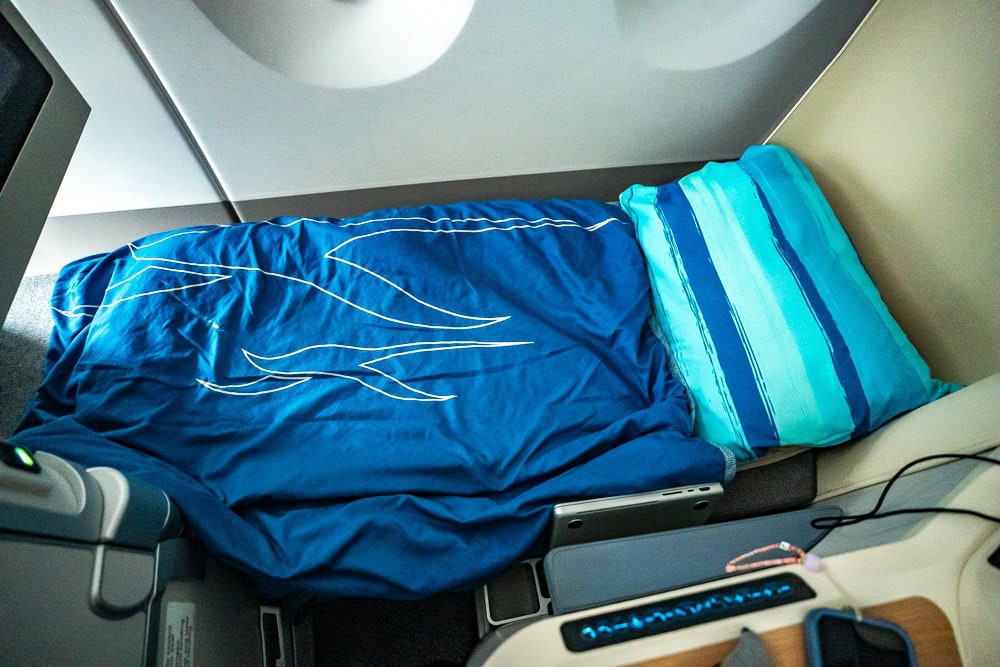 Siège Business Air Mauritius A350 en position lit à plat