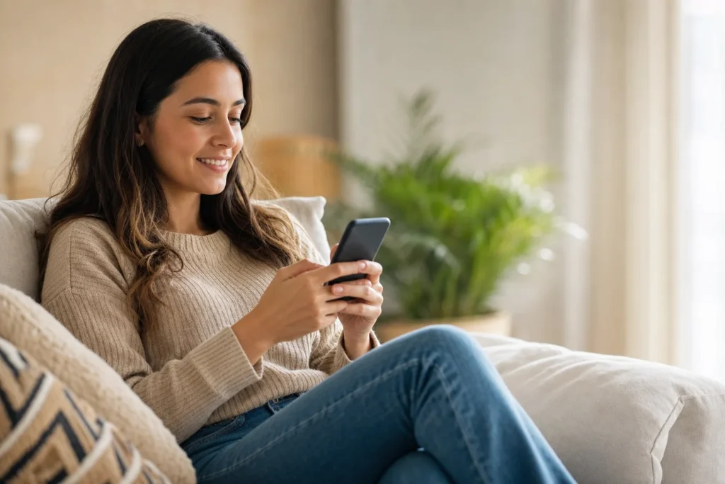 Photo lifestyle réaliste, format 16:9. Une personne souriant — Featured image