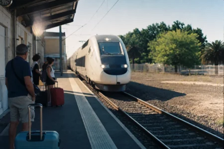 Photo spontanée de style documentaire : un train à grande vi — Featured image