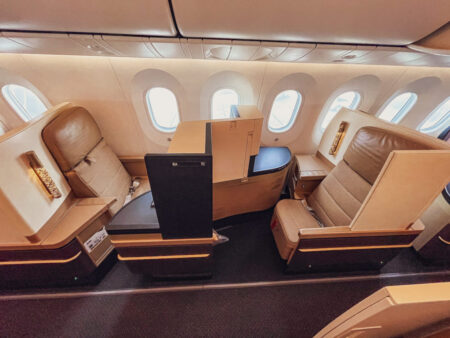 Cabine Business Studio d'Etihad Airways à bord du Boeing 787