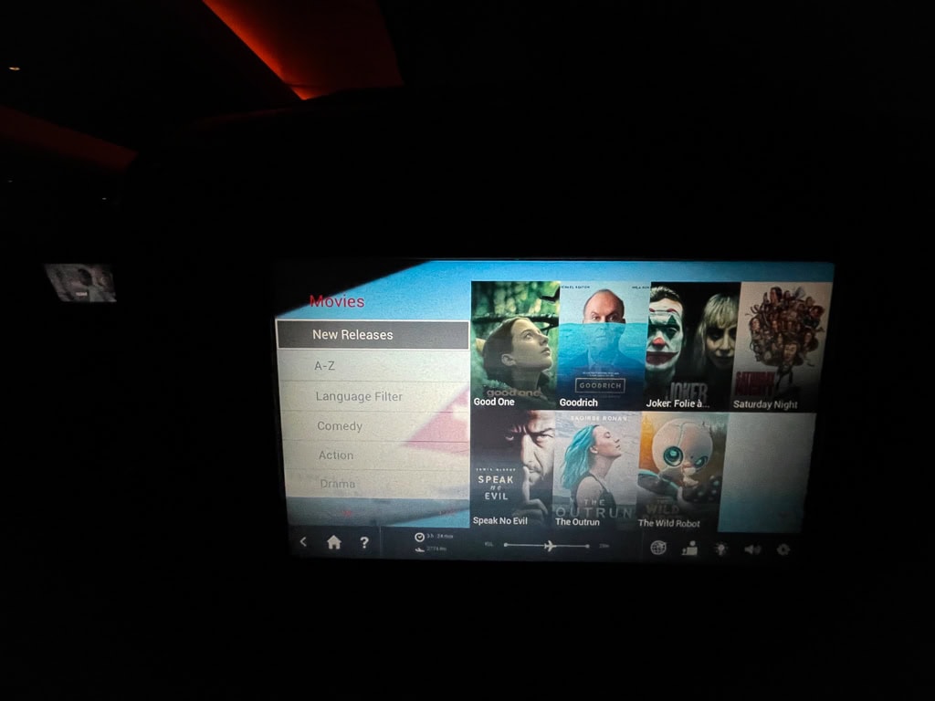 Menu du système de divertissement du SWISS Airbus A330-300 en classe économique