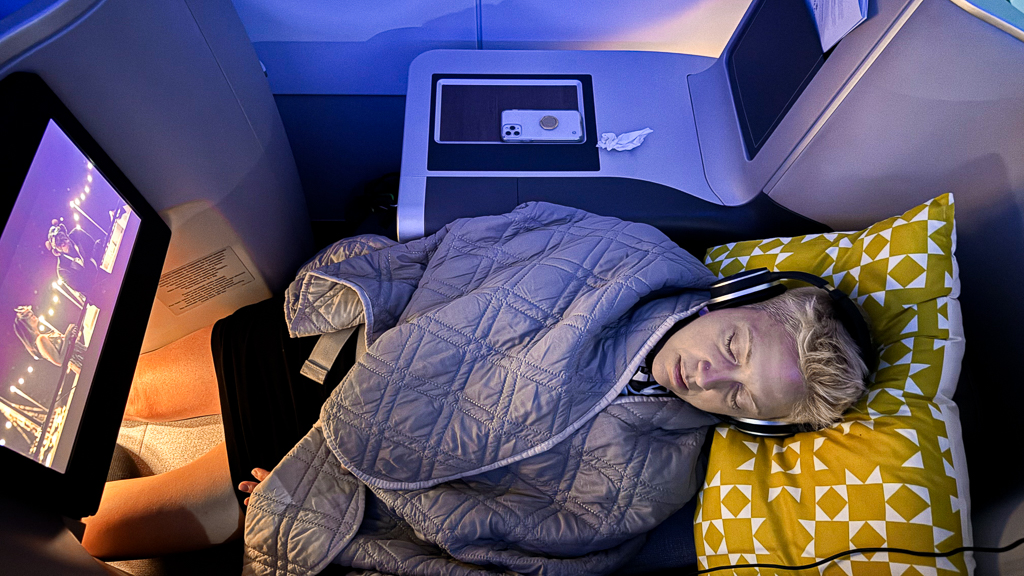 Siège en position lit de la classe Affaires TAP Air Portugal