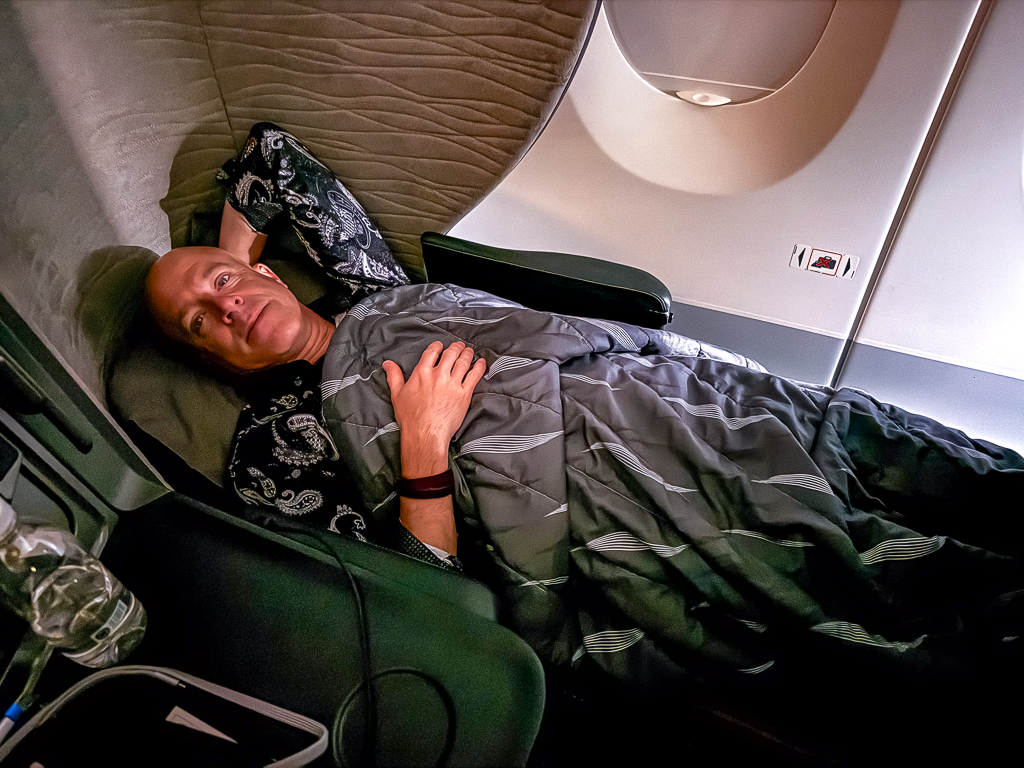 Literie fournie en classe affaires Turkish Airlines à bord de l'Airbus A350