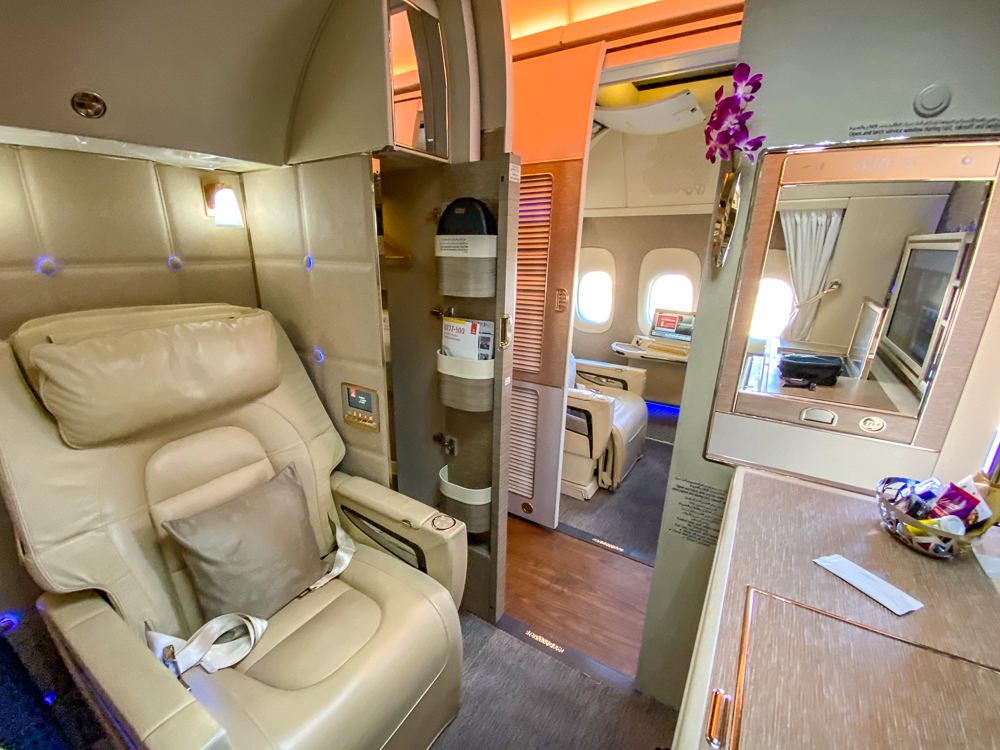 Vue d'ensemble de la nouvelle première classe présentée par la compagnie Emirates
